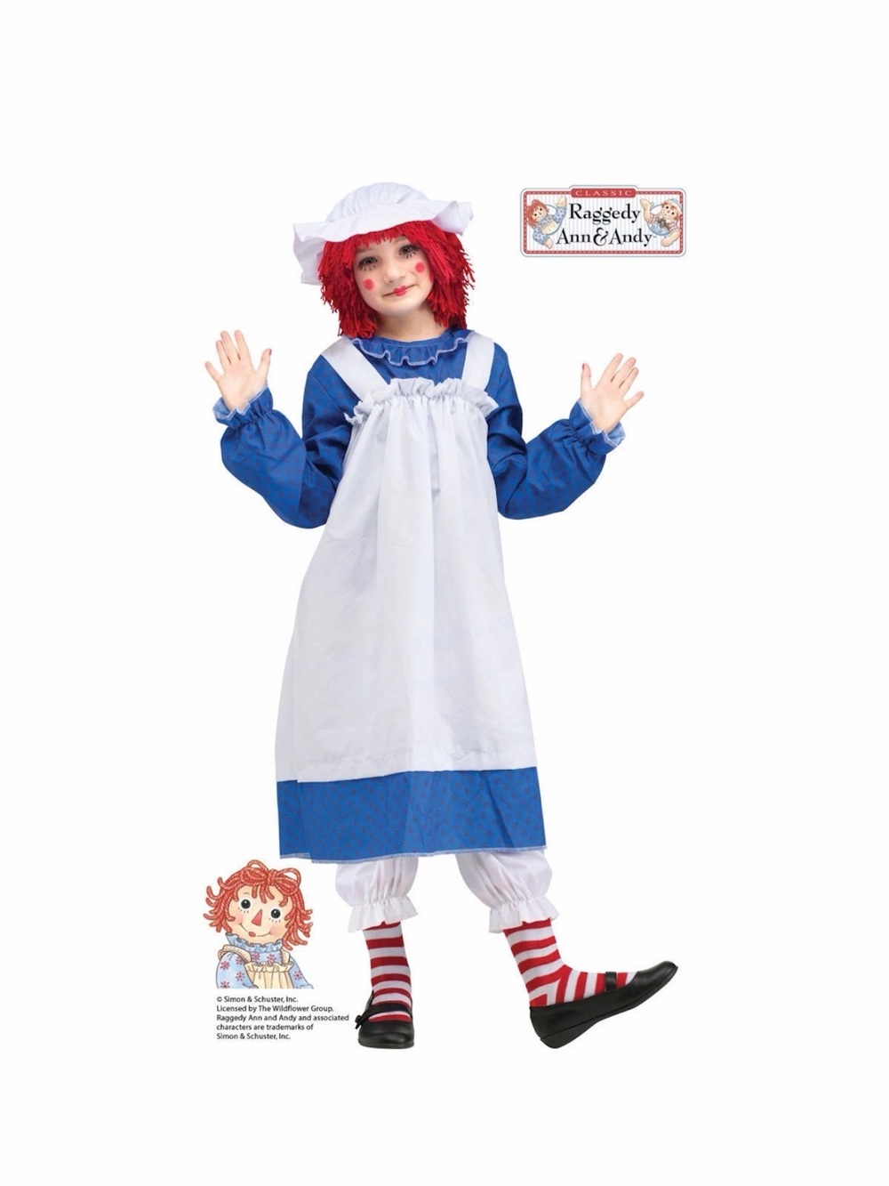 Raggedy Ann Kids Costume Dress with White Apron - Classic Raggedy Ann NWT